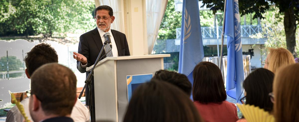 Jayantial M. Karia, President of UNICRI&#039;s Board of Trustees delivers a speech at the Graduation of the LL.M Class 2022. ©UNICRI/Freya Morales